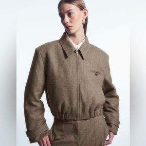 NWT Cos Power Shoulder Wool Herringbone Jacket